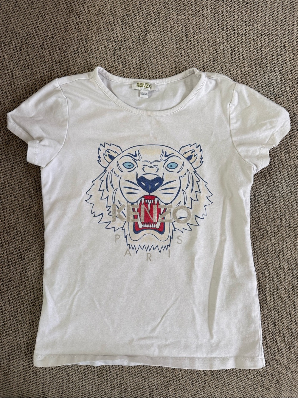 Kenzo Kids White Iconic Tiger Graphic Logo T-Shirt Size 8A / 128
